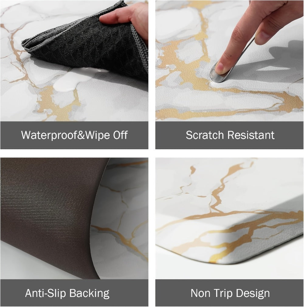 Anti Fatigue Kitchen Mat Non-Slip Cushioned Floor Rug for Standing Desk Sink Office - Marble Pattern