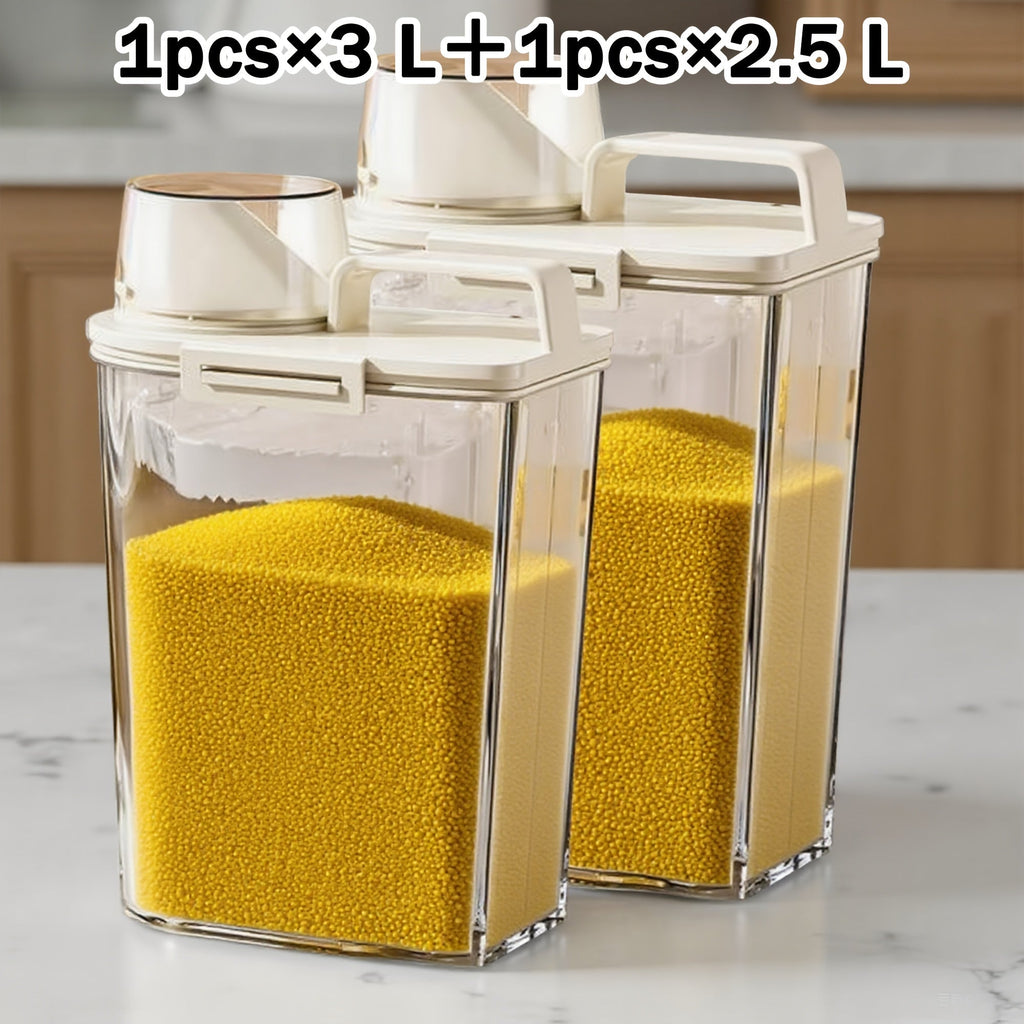Airtight Food Storage Containers 2/4/6 Pack - BPA-Free 2.5L & 3L Plastic Pantry Bins with Lids, Measuring Cup, Leakproof Seal for Nuts, Flour, Rice, Kitchen Organizer