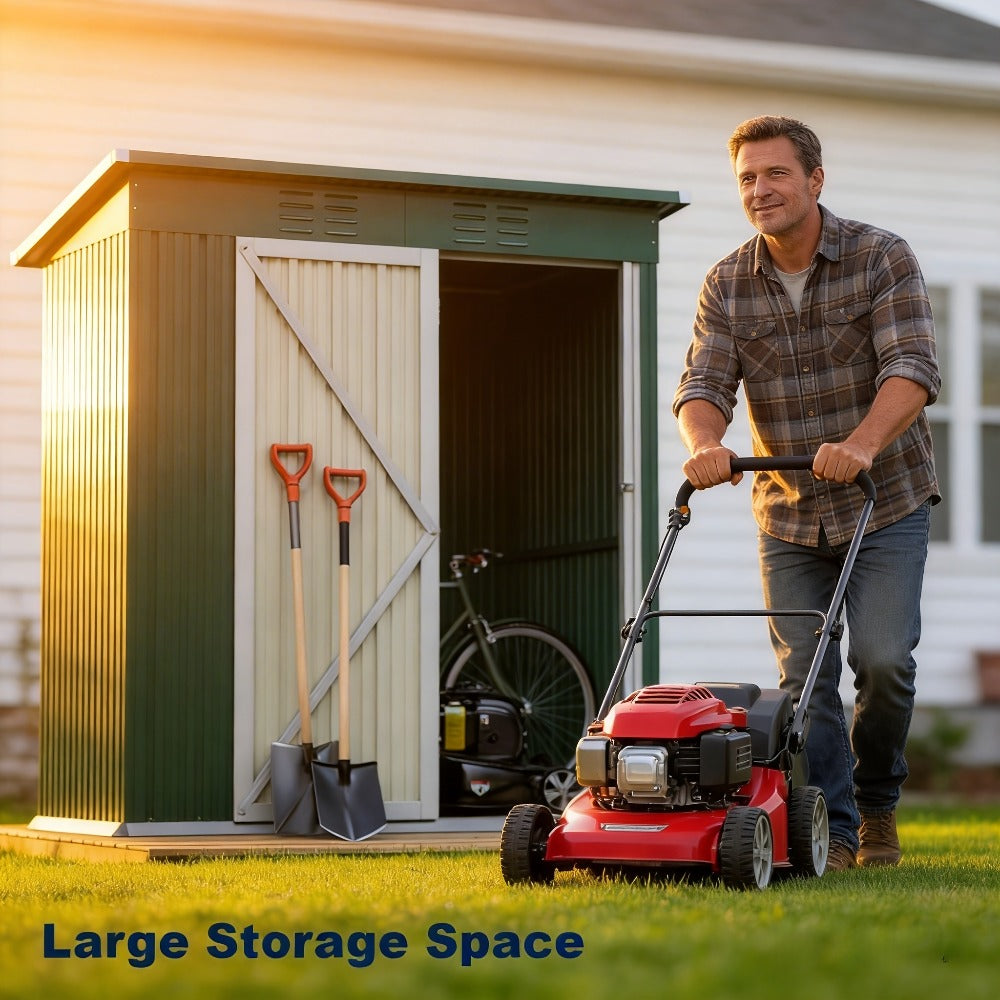 Outdoor Storage Shed 5x3ft Metal Garden Shed for Outside Tool Storage & Organization, Waterproof Backyard Storage House