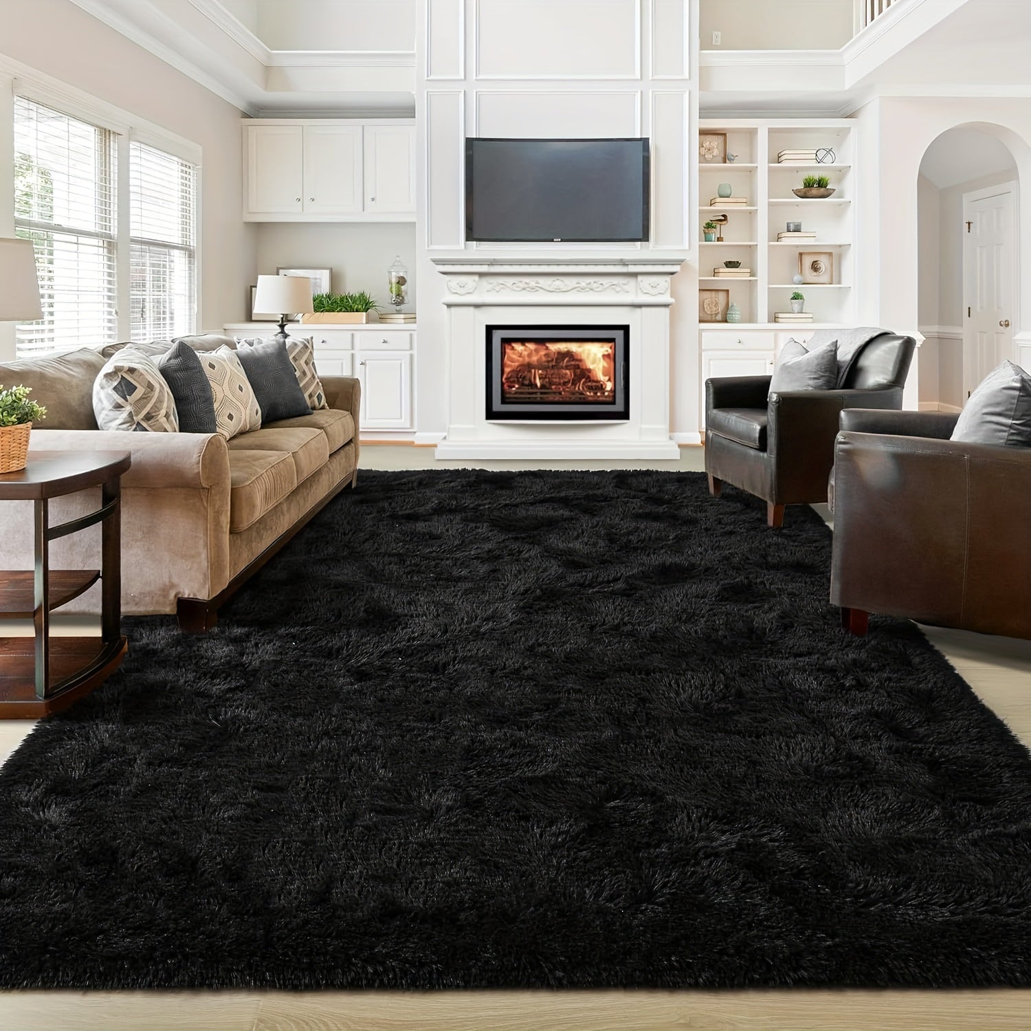 Gradient Color Soft Area Rug - Washable Anti-Slip Shaggy Fluffy Carpet for Living Room & Bedroom | Modern Machine-Made Floor Mat in Extra Large Sizes | Cozy Plush Rug in Multiple Colors