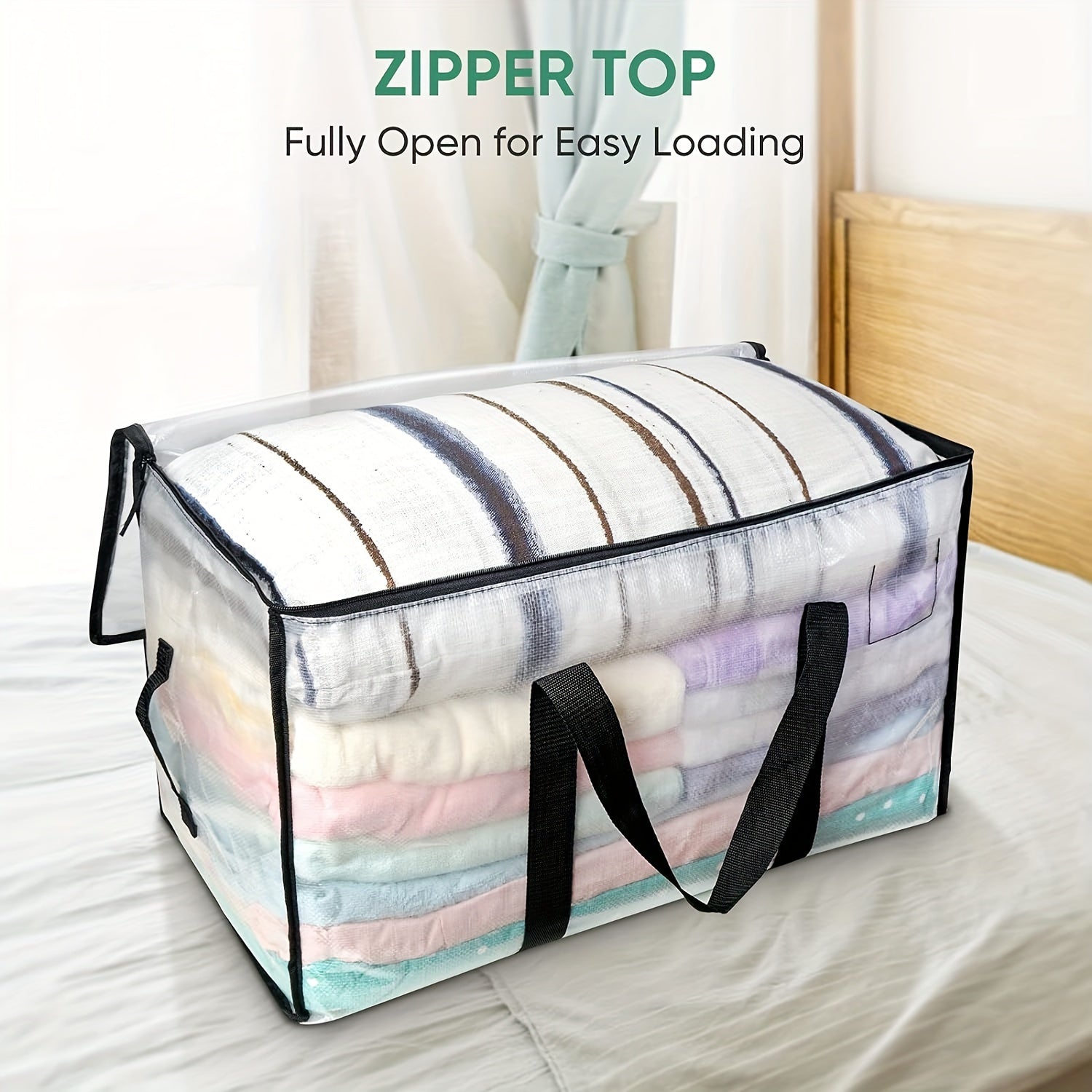 Heavy Duty Moving Bags Oversized Storage Tote with Reinforced Handles for Clothes Packing and Moving Supplies, Large Capacity Transparent Moving Bag 1pc or 6 Pack