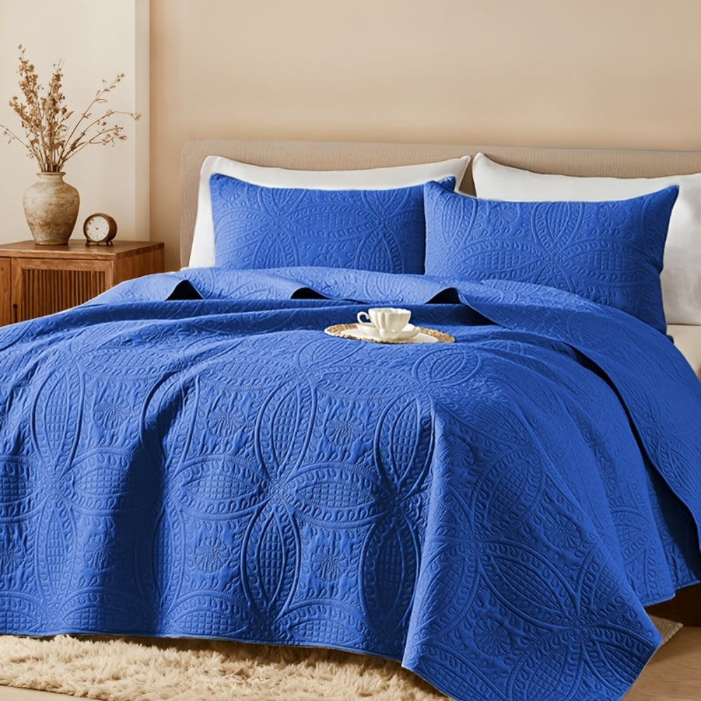 Quilt Coverlet Set 2-3 Piece Lightweight Microfiber Bedspread Coin Pattern Soft Skin-Friendly Anti-Allergy Machine Washable Twin Full Queen King