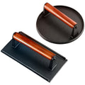 Cast Iron Burger Press Kit 2pcs - Round & Rectangular Heavy Duty Meat Press with Wooden Handle for Smash Burgers, Sandwiches, BBQ, Camping