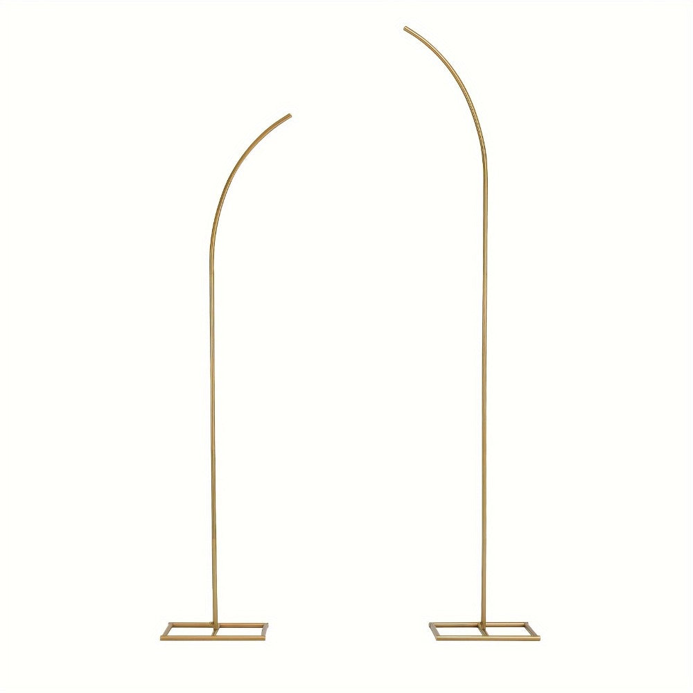 Balloon Arch Stand Kit Metal Wedding Arch Frame 6ft & 8ft Backdrop Stand Set of 2 Golden Curved Top for Birthday Party Bridal Shower Anniversary Ceremony Floral Decoration
