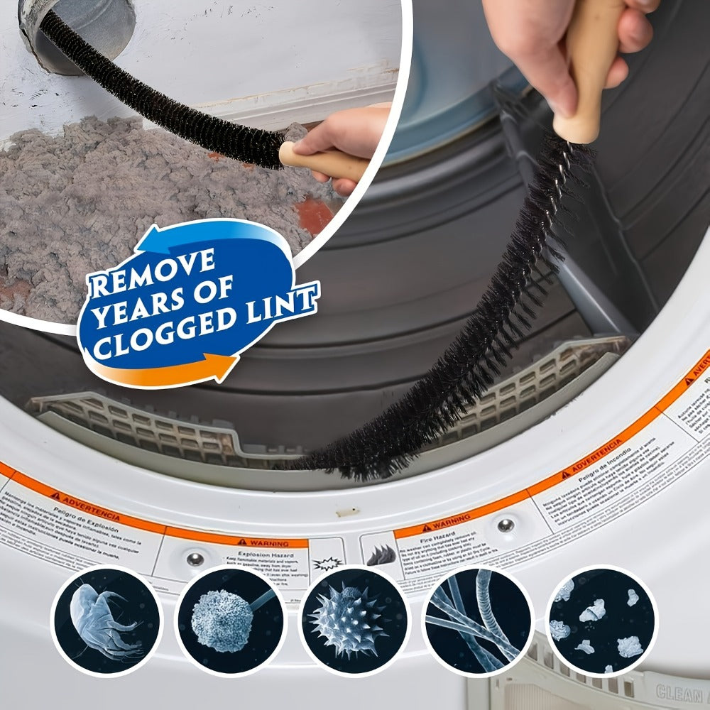 Dryer Vent Cleaning Kit with Flexible Lint Brush and Vacuum Hose Attachment Set for Dryer Duct Lint Trap Removal Home Safety