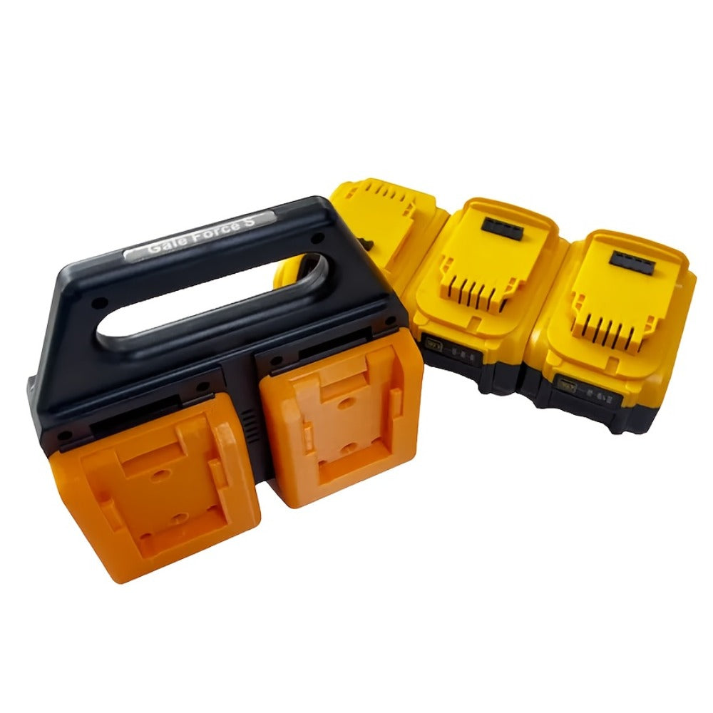 DeWalt 18V 20V Battery Storage Rack ¨C 4-Port Portable Holder with Mounting Frames, Upgradeable Tool Hanger Organizer, Modular & Individually Assembled Battery Mount for Workshop & Jobsite