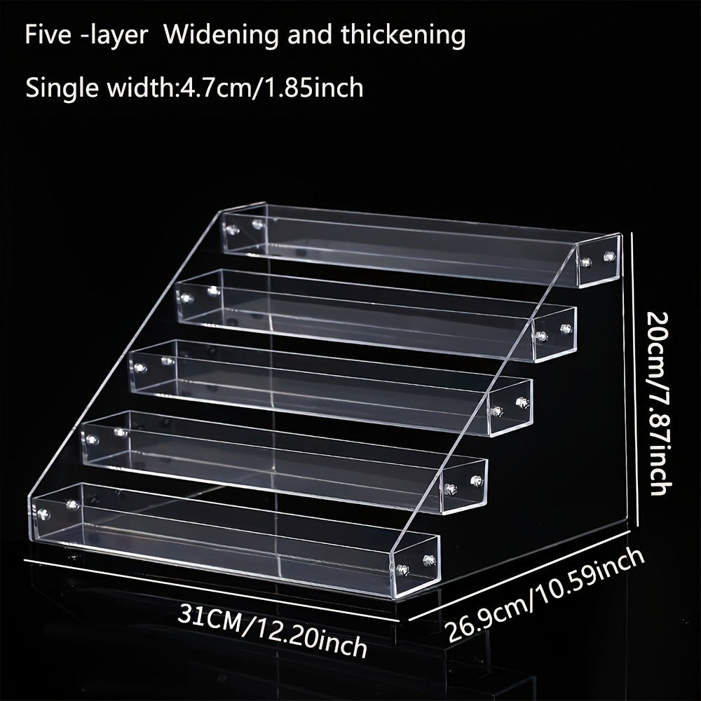 Clear Acrylic Makeup Organizer 5-Tier Cosmetic Storage with Multiple Compartments for Perfume Lipstick Skincare Nail Polish Jewelry Vanity Dorm Bedroom