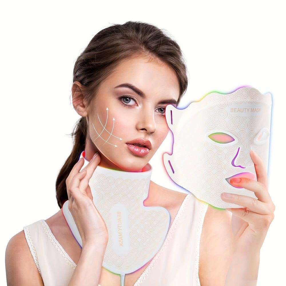 Red Light Therapy Face Mask ¨C 7-in-1 LED Device for Face, Neck & Chest, 95 Beads 650nm & 850nm Dual Wavelength, Flexible Soft Silicone, Remote Control, Anti-Aging Home Spa Beauty Gift for Women