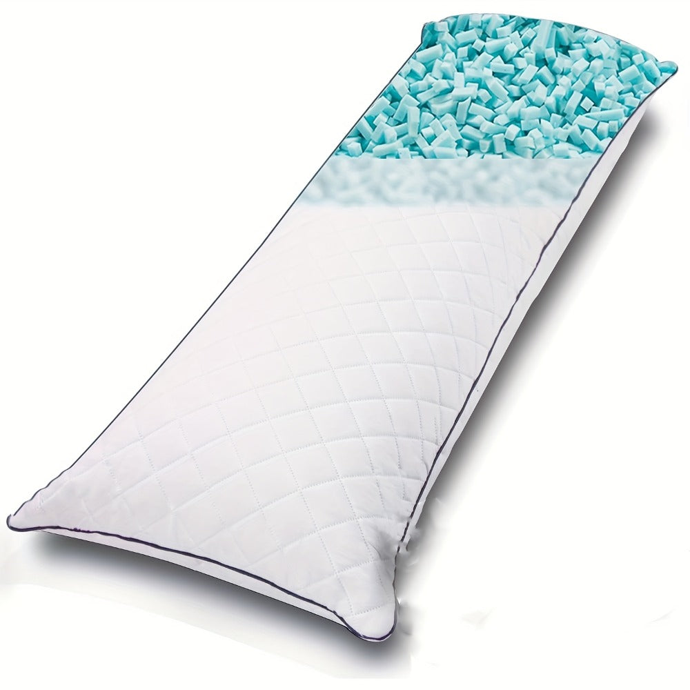Body Pillow 20x54 Inch Cooling Memory Foam ¨C Full Body Pillow for Adults Side Sleepers, Firm Long Sleeping Pillow for Stomach Back Support, Pregnancy Pillow, Washable Cover, Grey White Pink