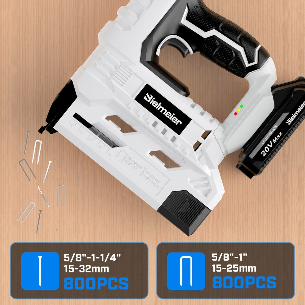 Cordless Stapler Brad Nailer 2-in-1 4V / 20V No Compressor ¨C Lightweight with Battery, Charger & 1600pcs Nails & Staples, for Carpentry, Home Improvement, Upholstery & DIY ¨C Multiple Colors & Upgrade Versions