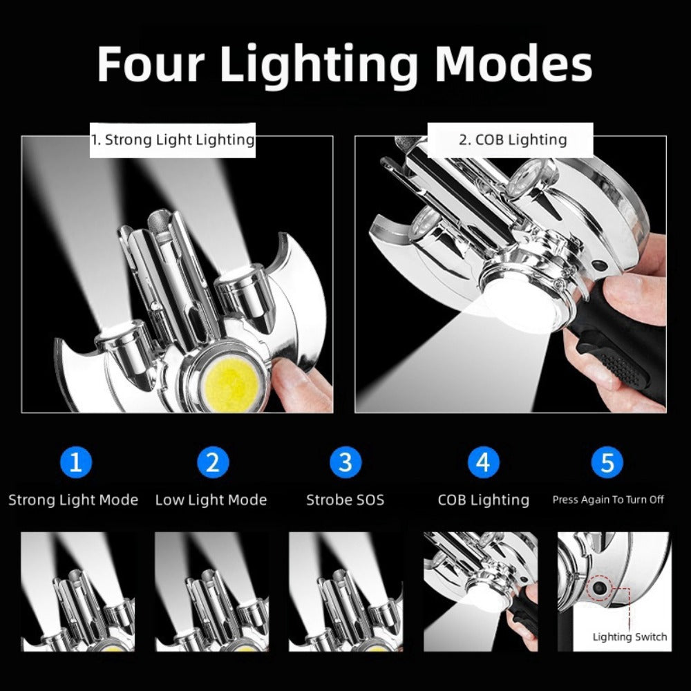 Torch Lighter Metal Jet Flame, Large Windproof Butane Torch with COB Light, High-Power Refillable Flamethrower for Barbecue, Baking, Camping, Moxibustion & Outdoor Use ¨C Black & Silver (Butane Not Included)
