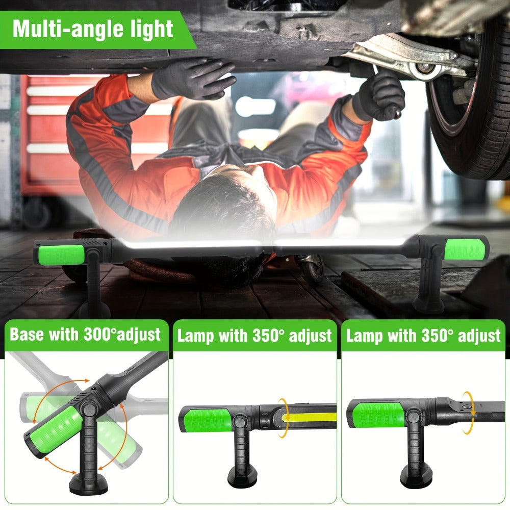 LED Work Light Rechargeable Cordless with Magnetic Base & Hook ¨C Portable Mechanic Floodlight, Adjustable Brightness, Motion Sensor Control, Waterproof for Car Repair, Workshop, Garage, Outdoor & Emergency Use