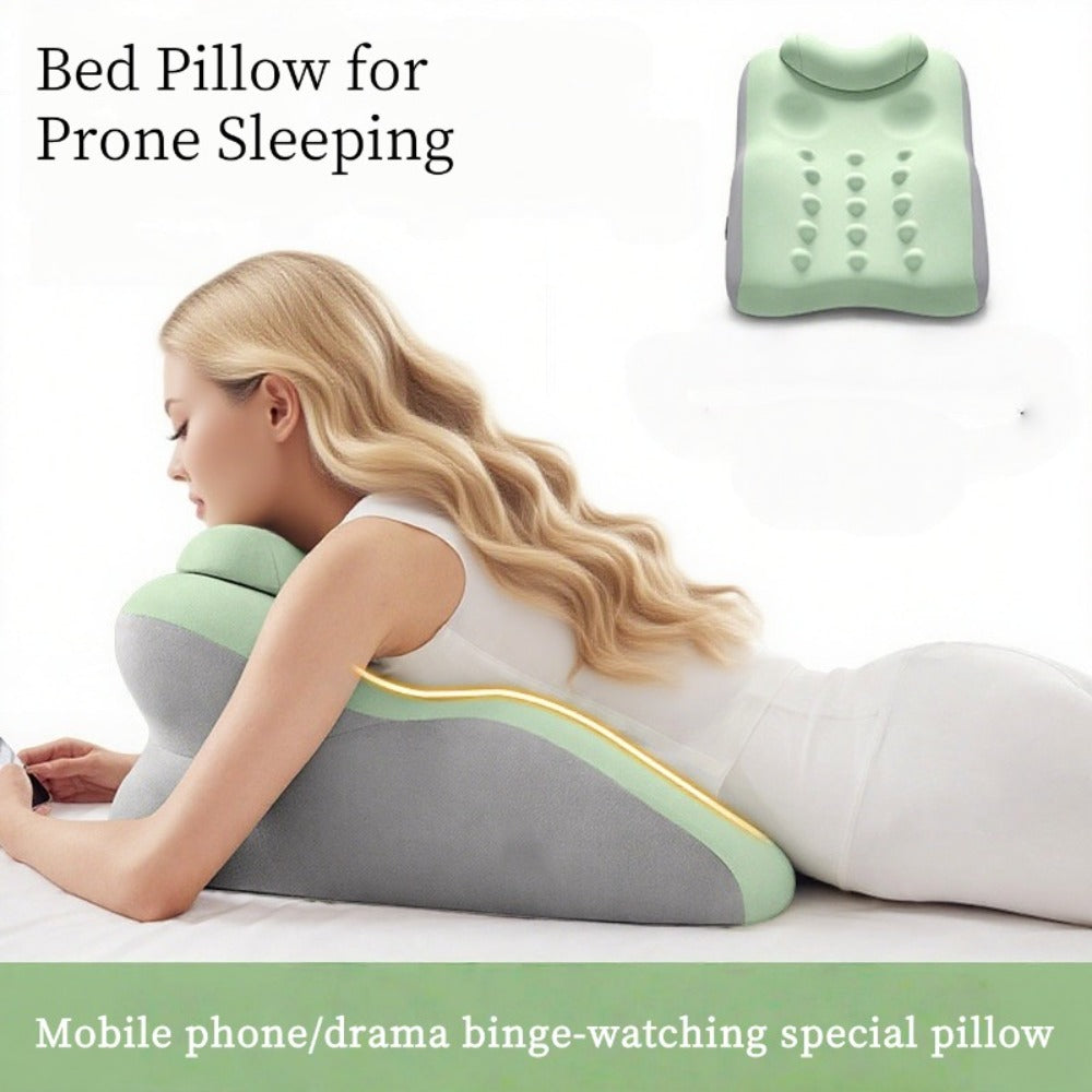 Memory Foam Pillow Ergonomic Support 2 Styles Multi-Functional Breathable for Side Sleeping Back Sleeping Prone Position Removable Washable Pillowcase Back Support