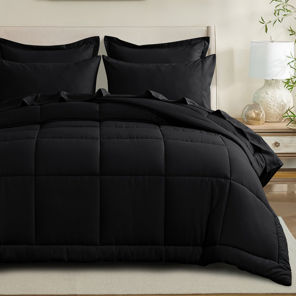 7 Piece Comforter Set Luxury Soft Fluffy Bedding All Season Bed in a Bag with Comforter Fitted Sheet Flat Sheet Pillowcases Hypoallergenic Breathable Easy Care Queen King Twin XL Full