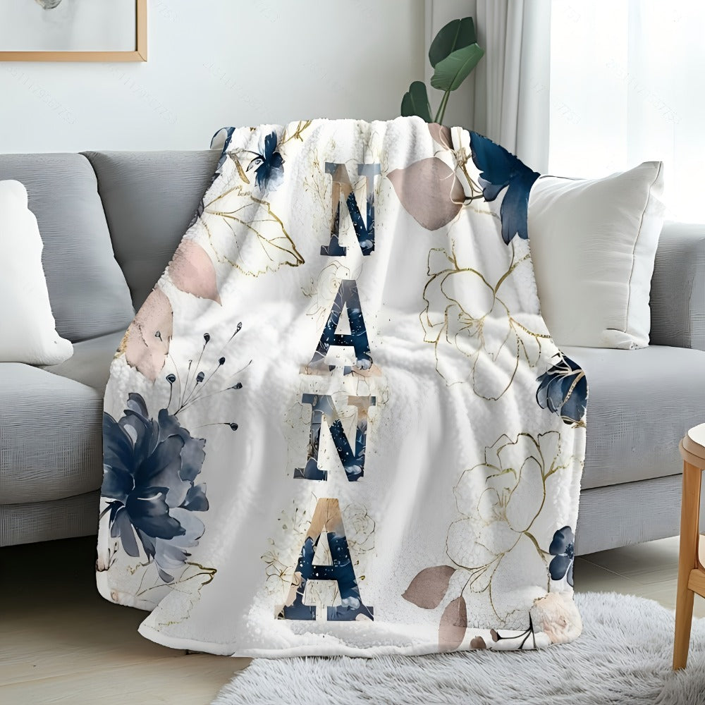 Floral Flannel Blanket ¨C 280gsm Soft Warm Elegant Flower Print Bedspread for Sofa, Bed & Living Room, Machine Washable, 3 Sizes