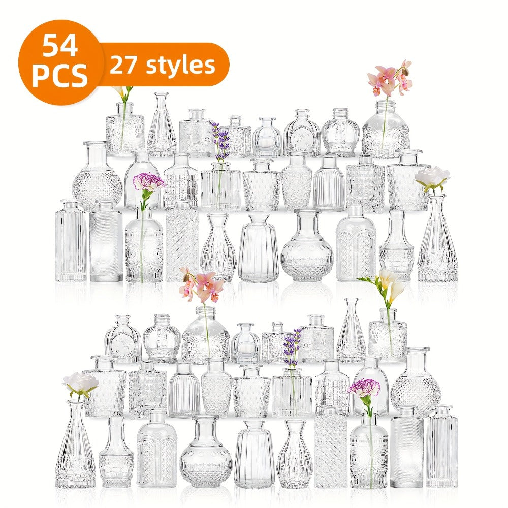 Glass Bud Vases Bulk Set ¨C Clear Flower Vases for Wedding Table Centerpieces, Home Decor, Birthday, Anniversary & Holiday Party Decorations