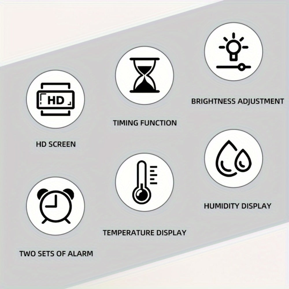Large Digital LED Wall Clock Dual Alarm Clock with Temperature Date Display Brightness Adjustment 12/24H USB Powered for Living Room Bedroom Office Back to School Gift