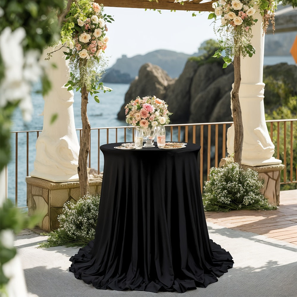 Spandex Cocktail Table Cover Round Stretch Tablecloth for Party Wedding Banquet ¨C Elastic High Top Table Cloth Fitted Cover for Events, Birthdays, Hotels, Outdoor Picnic, Exhibition