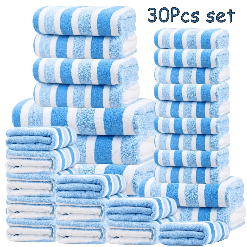 Bath Towel Set 30 Piece Coral Fleece Super Soft Quick Dry Fast Absorption Lightweight Large Wide Towels for Home Hotel Spa Gym Camping Christmas Gift Red Gray Green Navy Blue Purple Brown