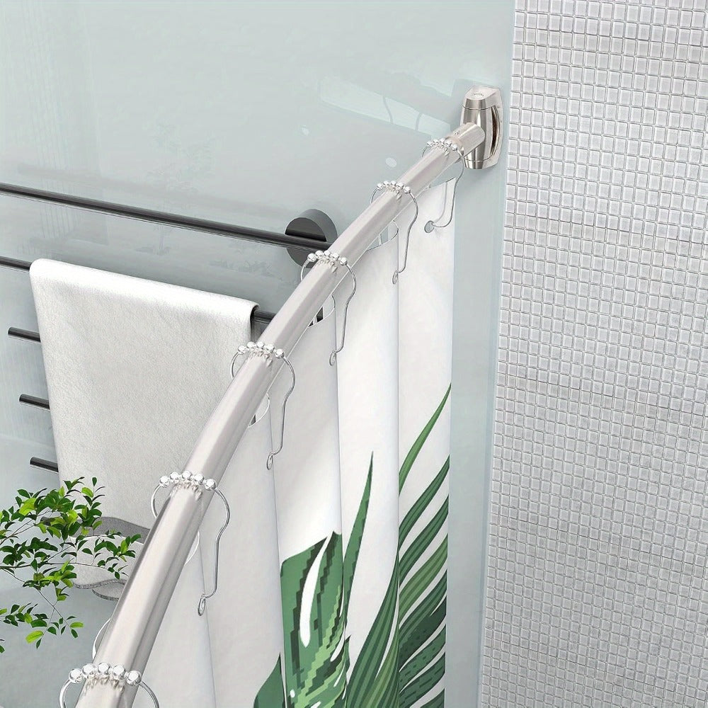 Curved Shower Curtain Rod Adjustable 43-72 Inch - Rustproof Aluminum Tension Mount No Drilling Extra Space Shower Rod for Bathtub Stall | Black Bronze Chrome Brushed Nickel | Bathroom Hardware Upgrade