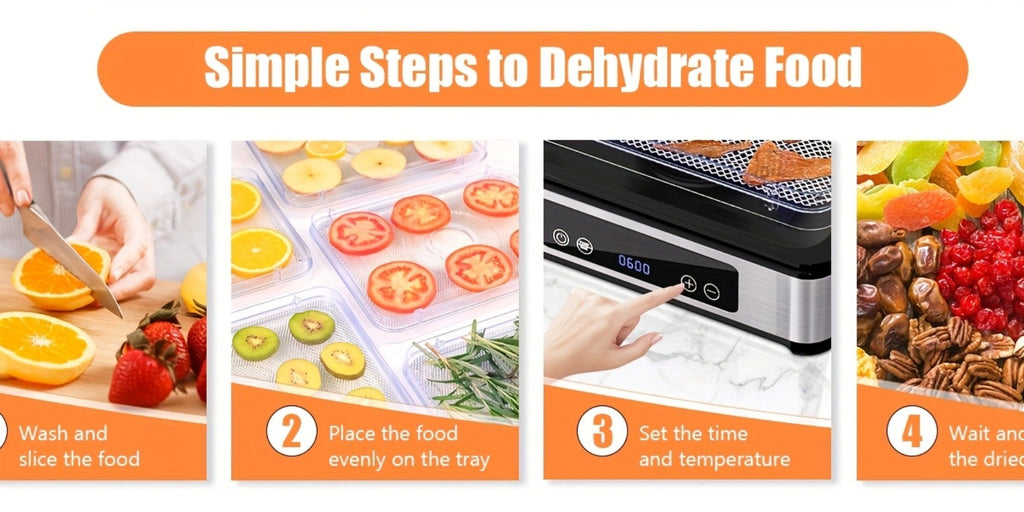 Food Dehydrator Machine 5 Stainless Steel Trays 420W with 48-Hour Timer Temperature Control 95-160¡ãF 360¡ã Airflow BPA-Free Dehydrator for Jerky Herbs Meat Fruit Mushrooms with Recipe Book