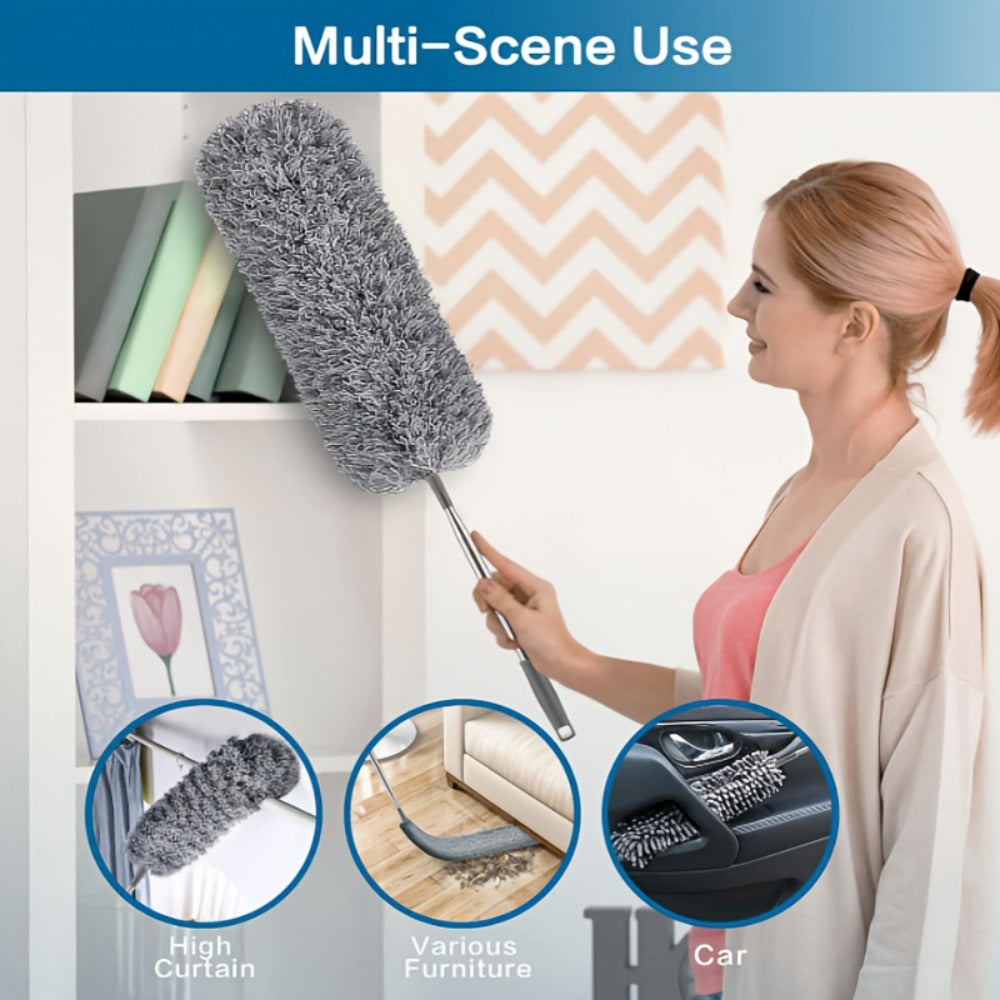 Microfiber Duster Kit with 100 Inch Extension Pole Extendable Bendable Washable Feather Duster for High Ceiling Fan Cobweb Blinds Furniture Car 9 Pack 12 Pack