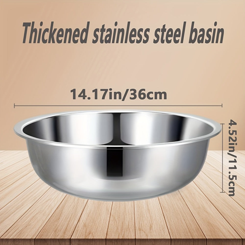 Stainless Steel Mixing Bowl Large 15.75 Inch with Footed Base ¨C Rust-Resistant Salad Bowl, Vegetable & Fruit Washing Basin, Soaking Tub & Dish Pan for Home Kitchen, Durable & Easy to Clean
