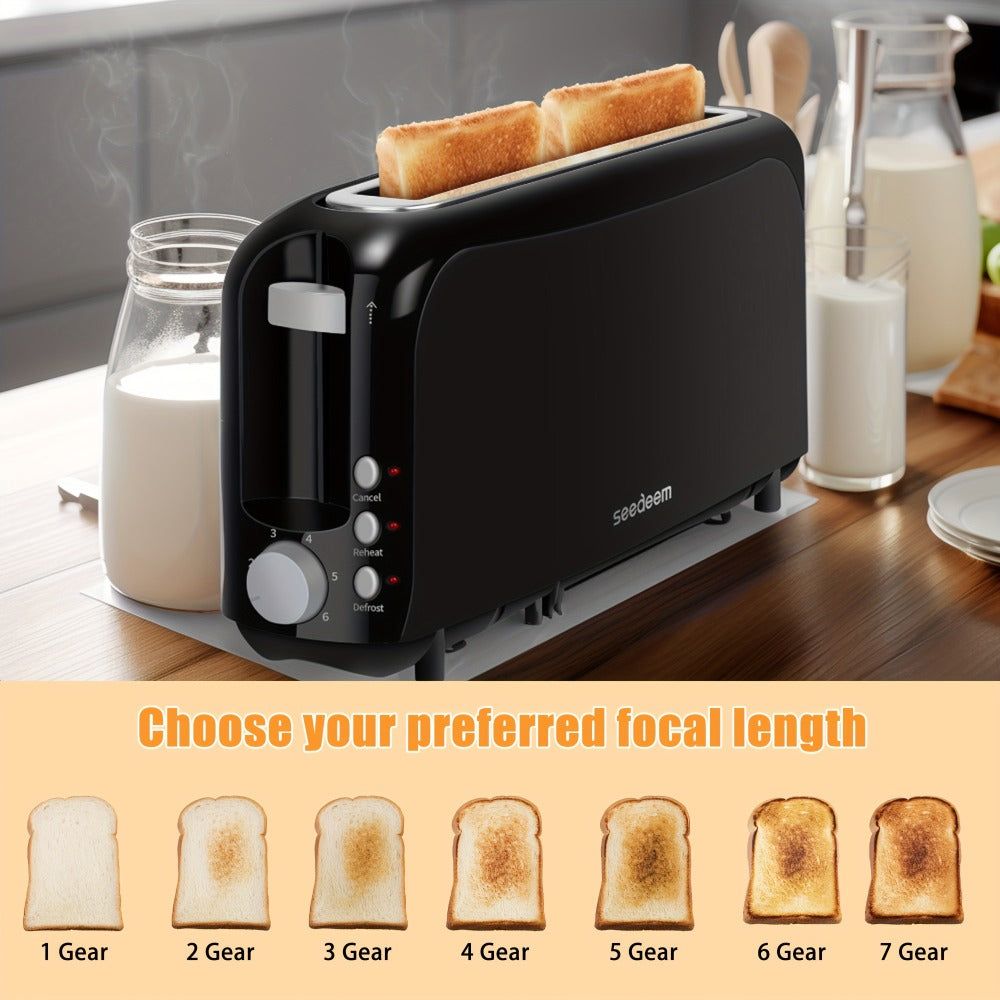 Slim Toaster 2-Slice Long Slot ¨C 1.45¡± Wide Slot, 6 Shade Settings, Cancel/Reheat/Defrost, 750W, Removable Crumb Tray | 6 Colors