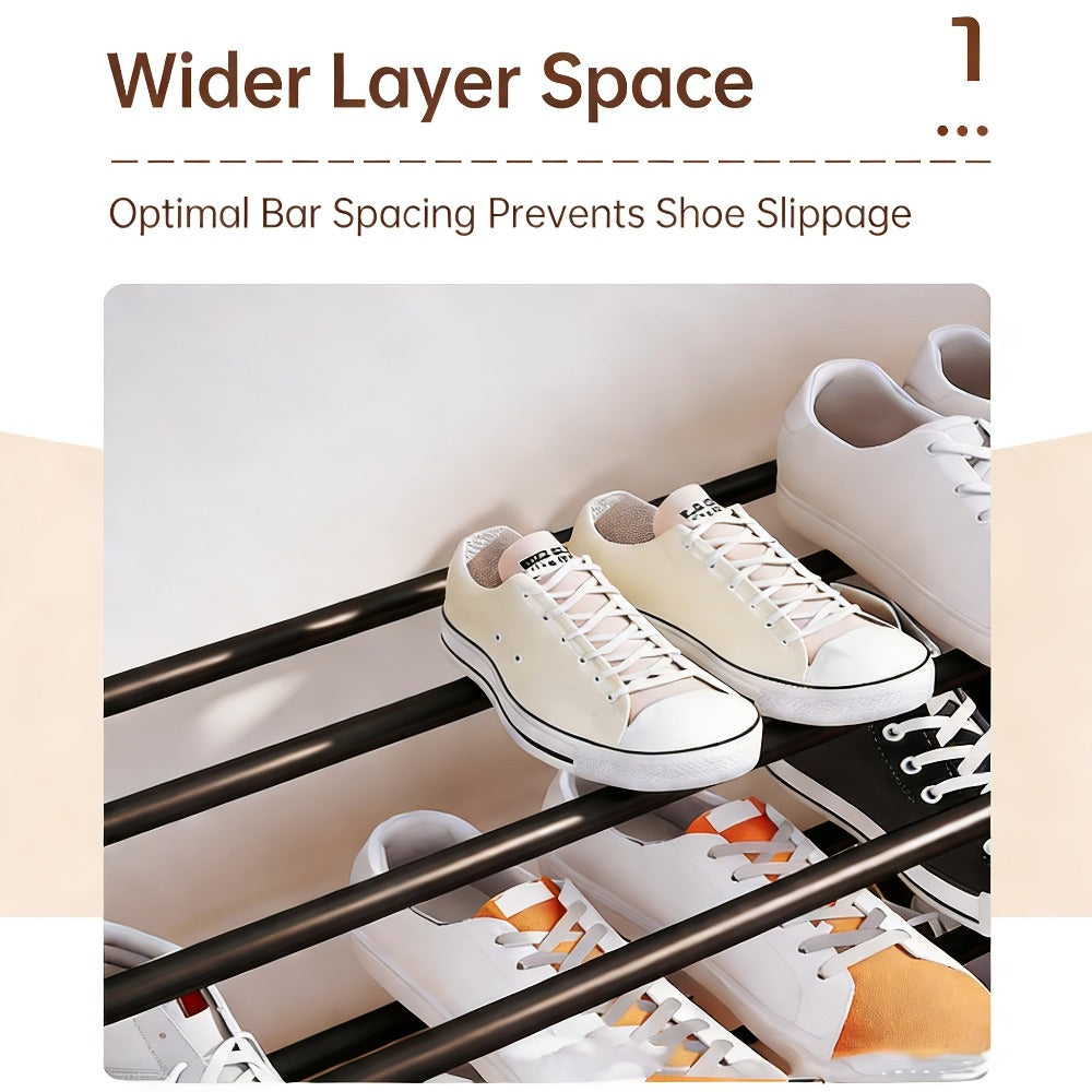 5 Layer Shoe Rack Space Saving Narrow Design | Floor to Ceiling Shoe Storage Organizer | Durable Entryway Closet Living Room Door Shoe Shelf in White