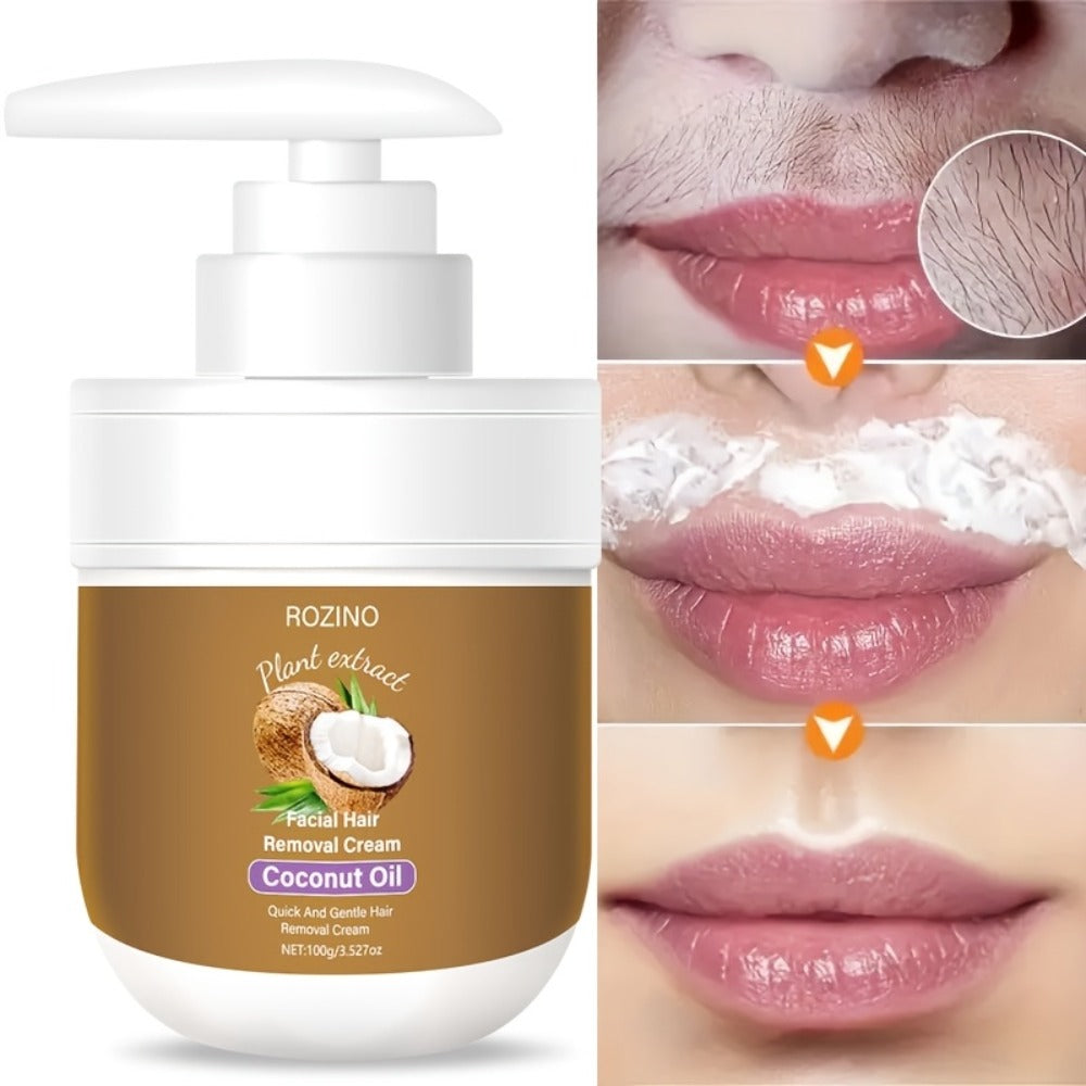 Hair Removal Cream with Coconut Essence & Aloe ¨C Mild Non-Irritating 5-Minute Formula for Underarms, Lips, Arms, Legs, Back & Bikini Area, Gentle Depilatory Cream for Sensitive Skin, 100g