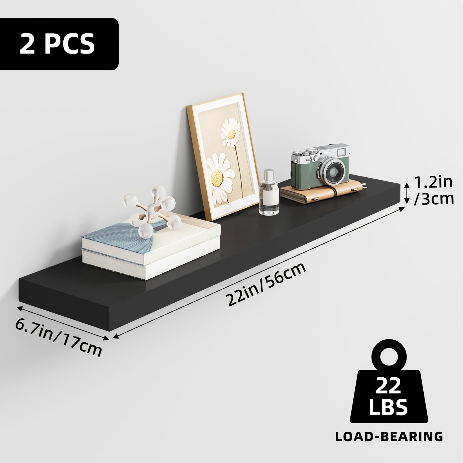Floating Wall Shelves Set ¨C Wooden Wall-Mounted Shelves for Living Room, Kitchen & Bathroom (2/4/6pcs, 15.7¡±/19.7¡±/22¡±)