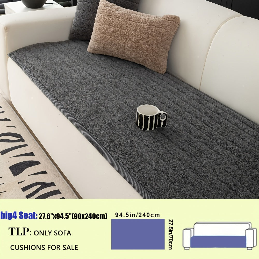 Plush Sofa Cover Bohemian Style Thickened Short Plush Non-Slip Machine Washable Pet Friendly Sofa Slipcover for Living Room Bedroom Office - Armrest Pad to 4 Seater