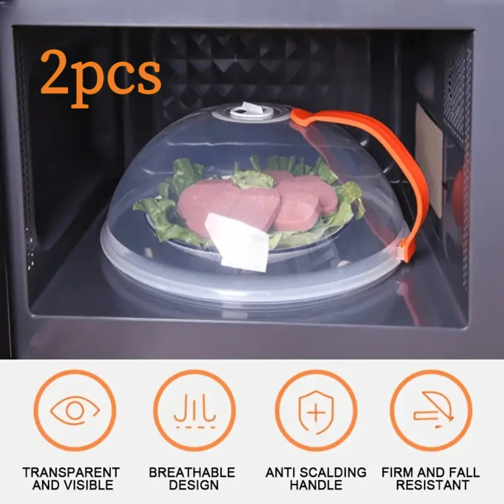 Microwave Food Cover Splash Guard 2 Pack with Steam Vent and Handle BPA-Free Plastic Splatter Guard Lid for Microwave Oven Kitchen Cooking Easy to Clean Reusable