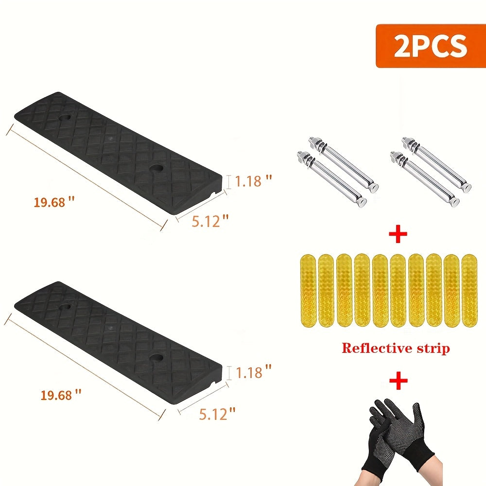 Curb Ramp 2-Pack Portable Heavy Duty Plastic Threshold Ramp Set ¨C Lightweight, Non-Slip, for Low Floor Vehicles, Motorcycles, Wheelchairs, Driveway & Lane Loading ¨C Multiple Height Options (1.18¡± / 2.75¡±)