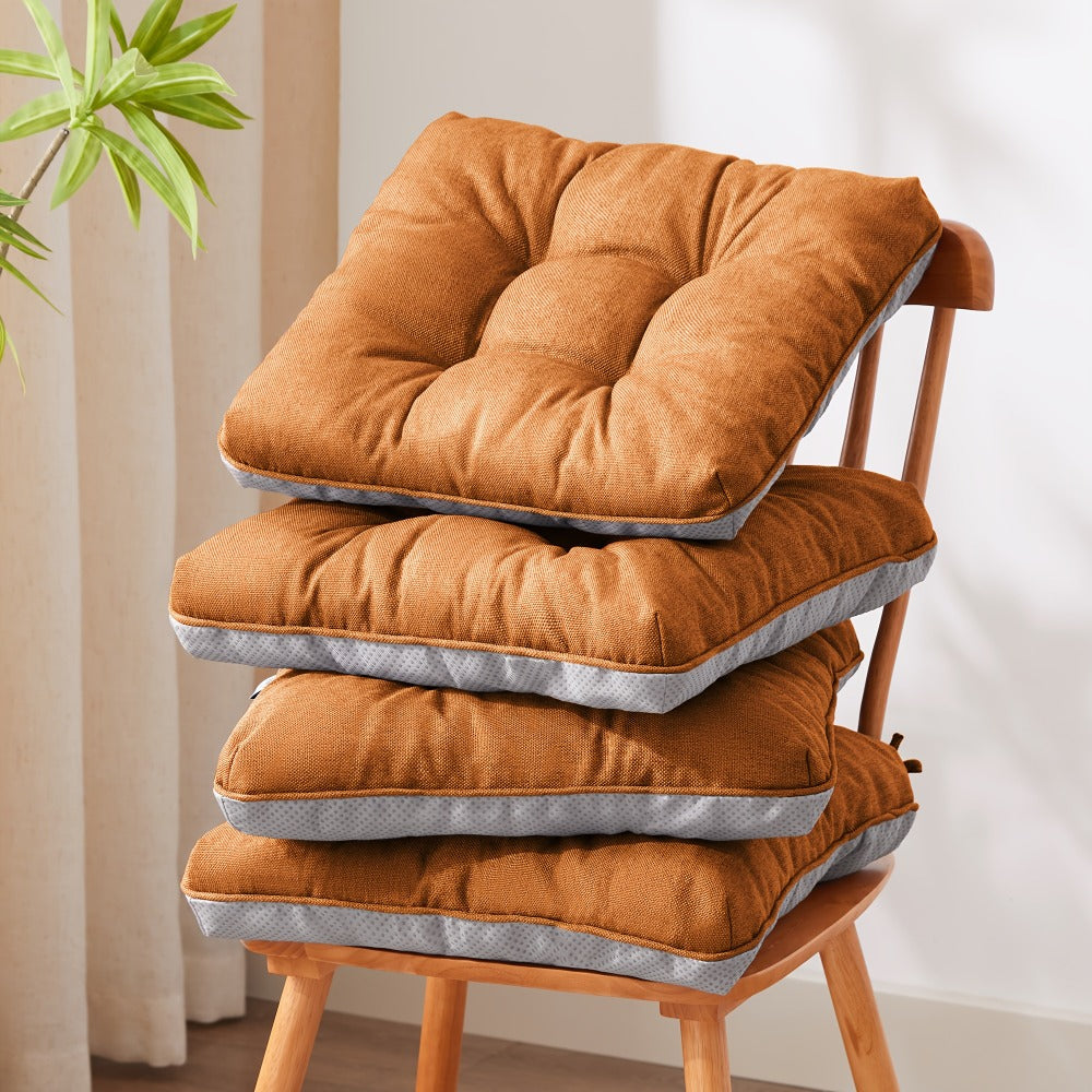 Memory Foam Chair Cushions Set of 4 ¨C Kitchen Chair Pads with Non-Slip Backing & Ties, 500GSM Thick Seat Cushions for Dining Chairs Indoor