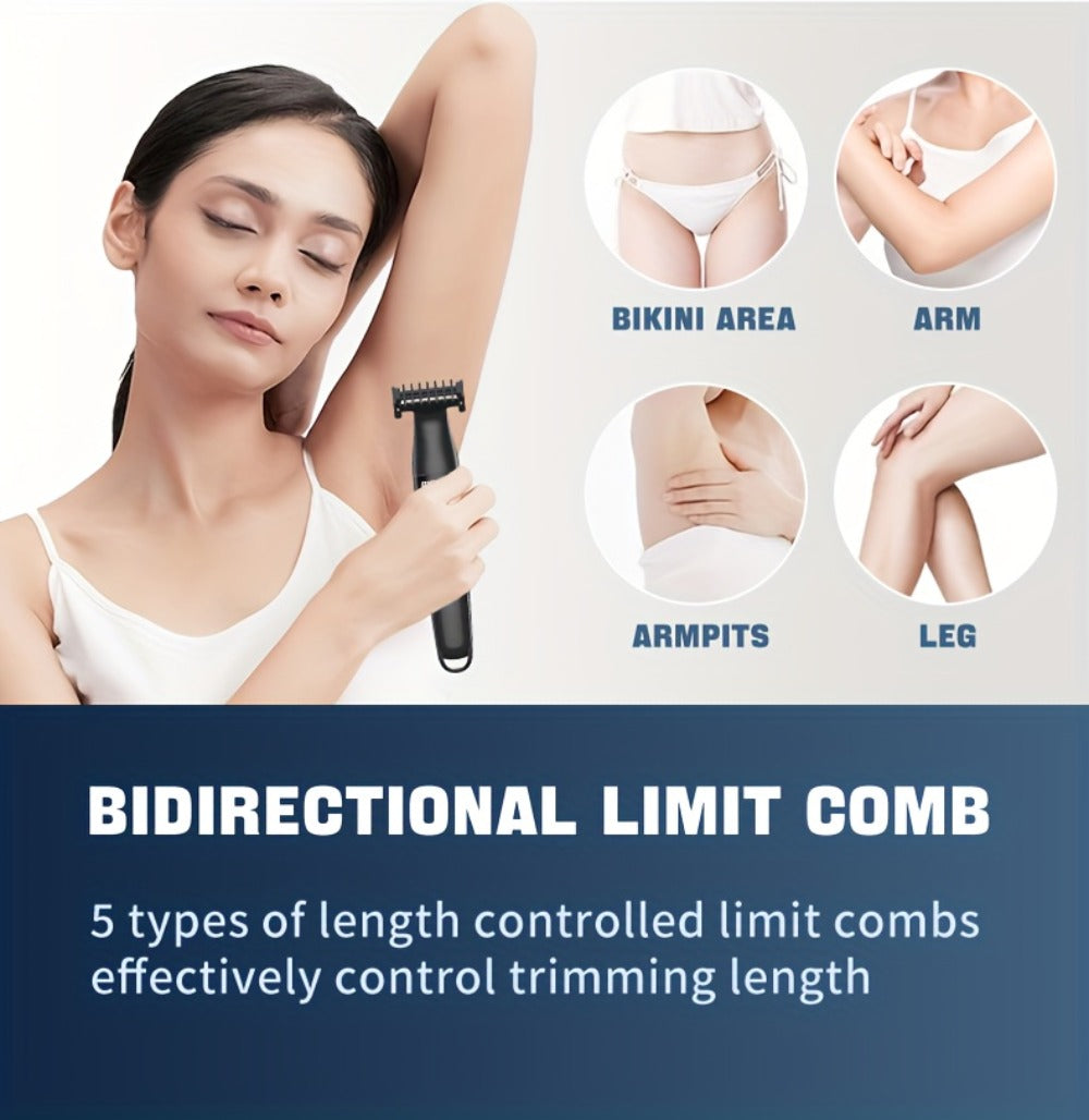 Electric Epilator & Hair Removal Device 3-in-1 for Men & Women - Painless Shaver Trimmer for Underarms Legs Arms Bikini Line Sensitive Areas, USB Rechargeable Personal Care Grooming Tool