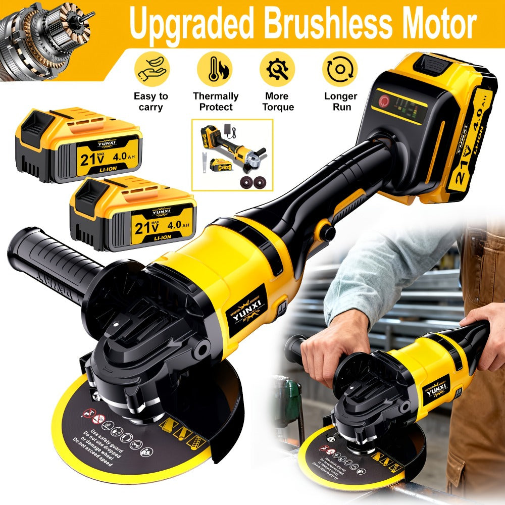 Cordless Angle Grinder - Rechargeable Polishing Machine with Lithium-Ion Battery, Fast Charger & Complete Accessories Kit, Variable Speed for Cutting, Grinding, Polishing & Sanding, Multi-Use Power Tool