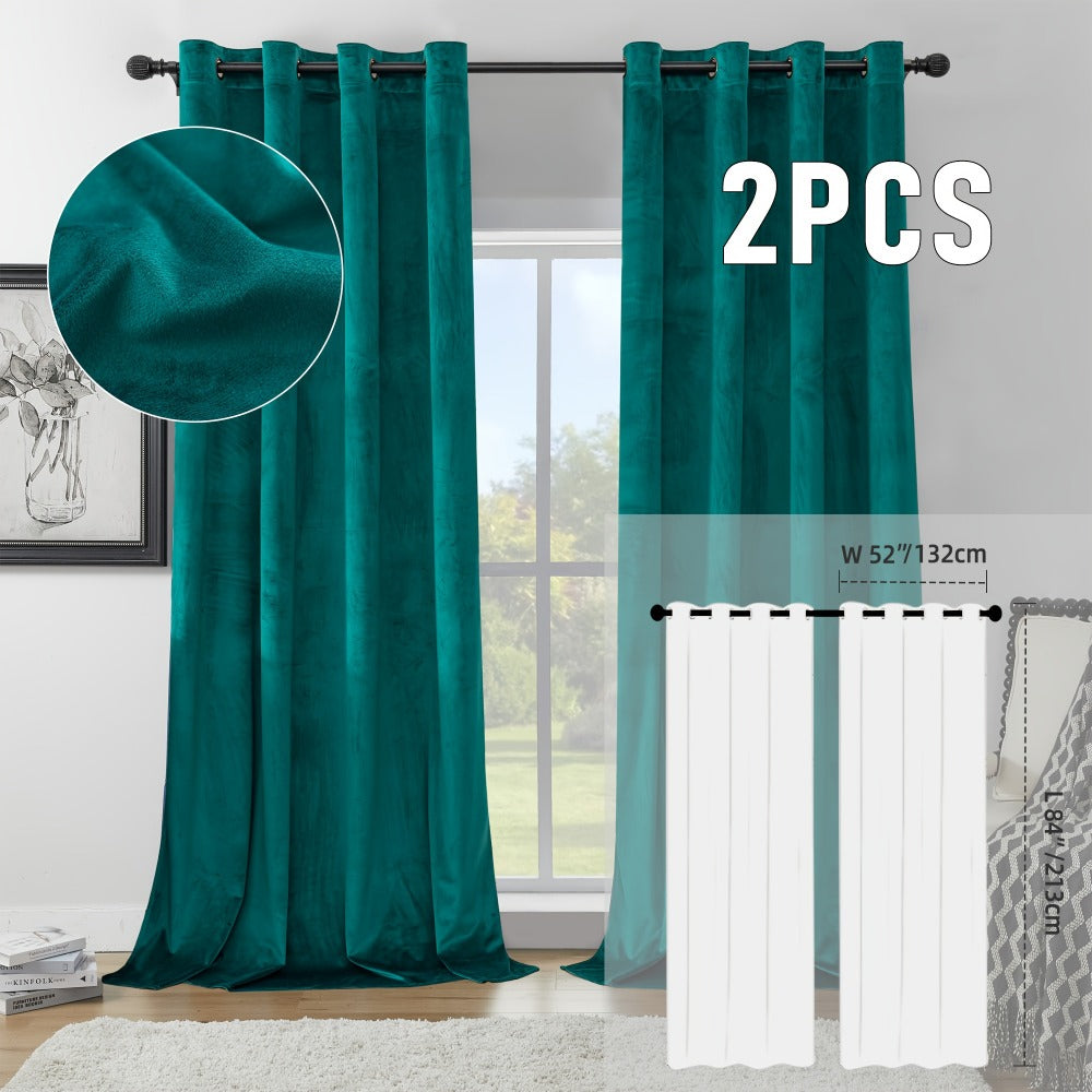 Velvet Room Darkening Curtains 2 Panels | Grommet Top Thermal Insulated Soundproof Blackout Curtains for Living Room Bedroom, Soft Solid Color Vintage Window Drapes
