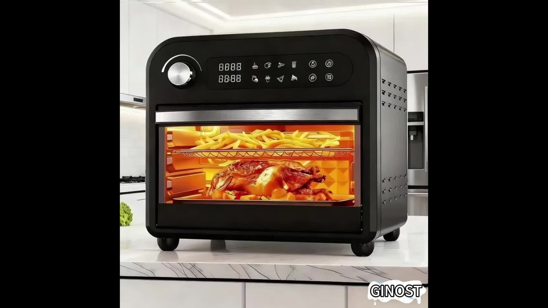 Air Fryer Toaster Oven Combo 15QT Extra Large, 360¡ã Convection, LED Digital Display, Precise Temperature Control ¨C Stainless Steel Interior, 5 Accessories, Healthy Low-Oil Cooking for Family Kitchen