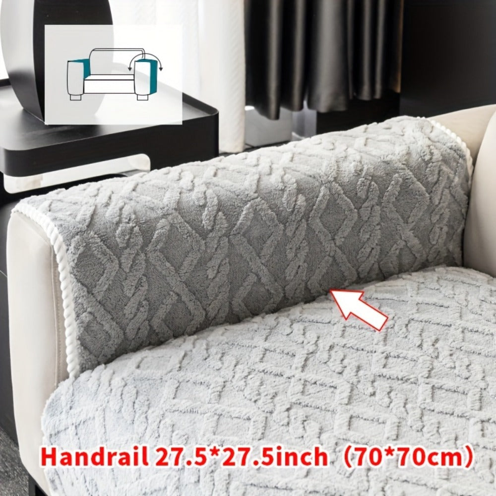 Plush Sofa Cover Couch Cover | Anti-Slip Pet Dog Friendly Velvet Sofa Mat, Single Two Three Four Seat, Backrest Armrest Pillow Cover, Living Room Bedroom Decor