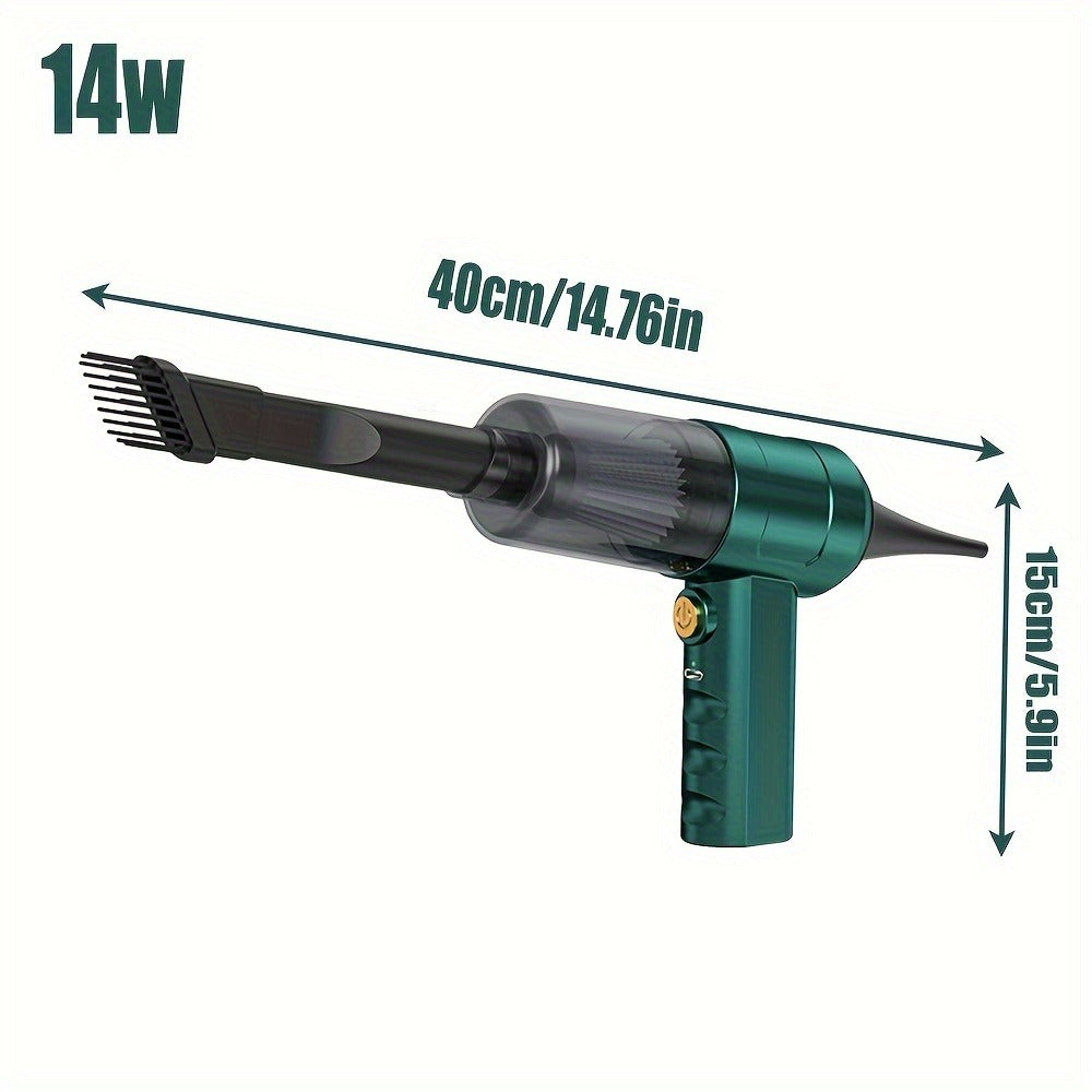 Mini Handheld Vacuum Cordless 4-in-1 Rechargeable | Portable Car Vacuum Cleaner & Air Blower & Hand Pump ¨C Dust Buster for Keyboard, Car Interior, Inflate & Deflate, Green