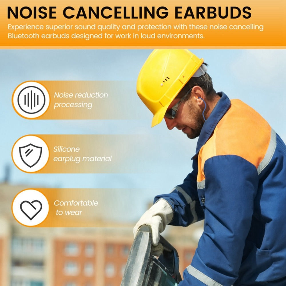 Noise Cancelling Bluetooth Earbuds Hearing Protection for Work ¨C Wireless In-Ear Headset for Construction Site, Production Line and Noisy Environments, Chemical Fiber Silicone Comfortable Fit