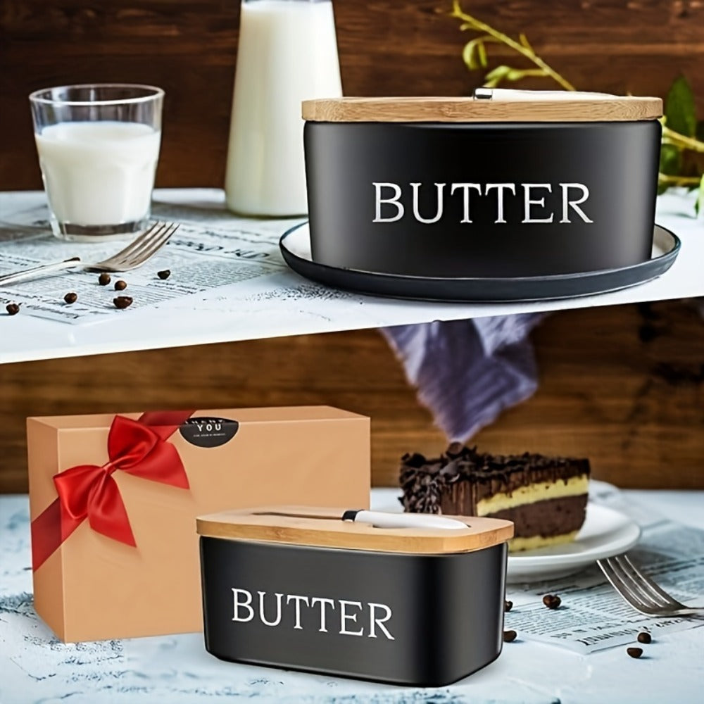 Ceramic Butter Dish with Lid and Knife ¨C Large Countertop Butter Keeper, Airtight Seal, Easy-Clean Design, Multiple Colors ¨C Kitchen Gift for Butter Lovers