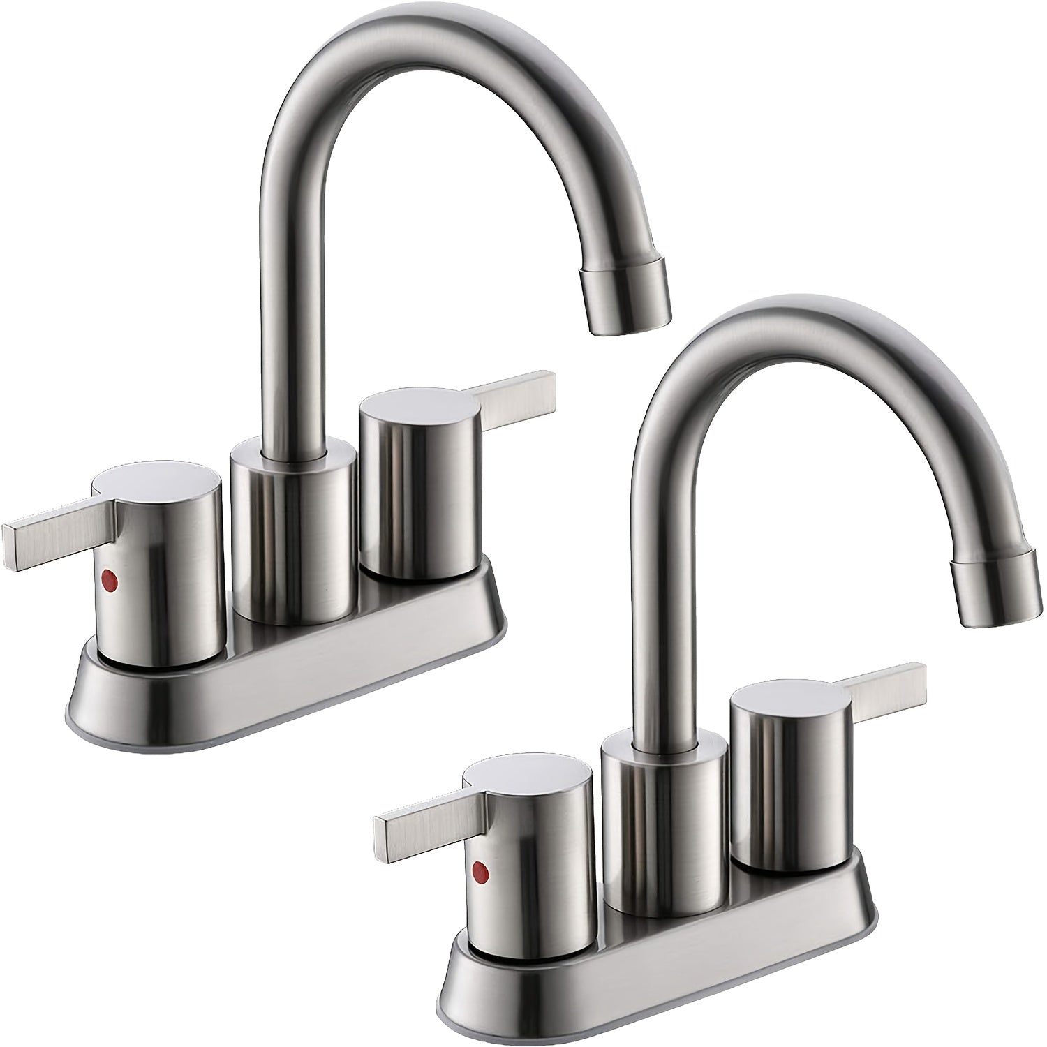 Bathroom Faucet 4-Inch 2-Handle Centerset ¨C 360¡ã Swivel Spout, Pop-Up Drain & Supply Lines Included, 2-3 Hole Vanity Sink Faucet for RV & Home, Brushed Gold, Matte Black, Nickel & Chrome