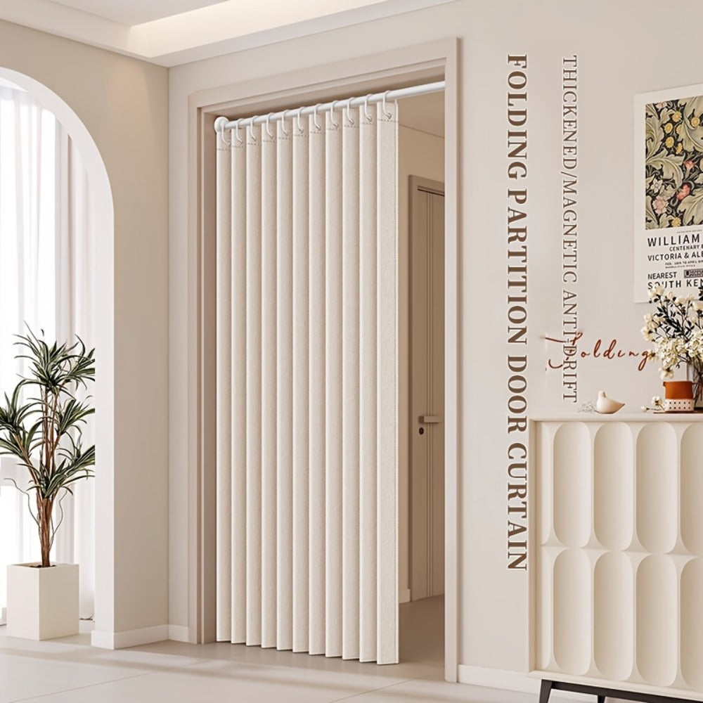 Magnetic Room Divider Curtain Doorway - Rodless Bohemian Striped Door Curtain, 210GSM Thickened Polyester, Natural Drape, Space Partition for Living Room Bedroom Kitchen, Machine Washable, No Rod Needed
