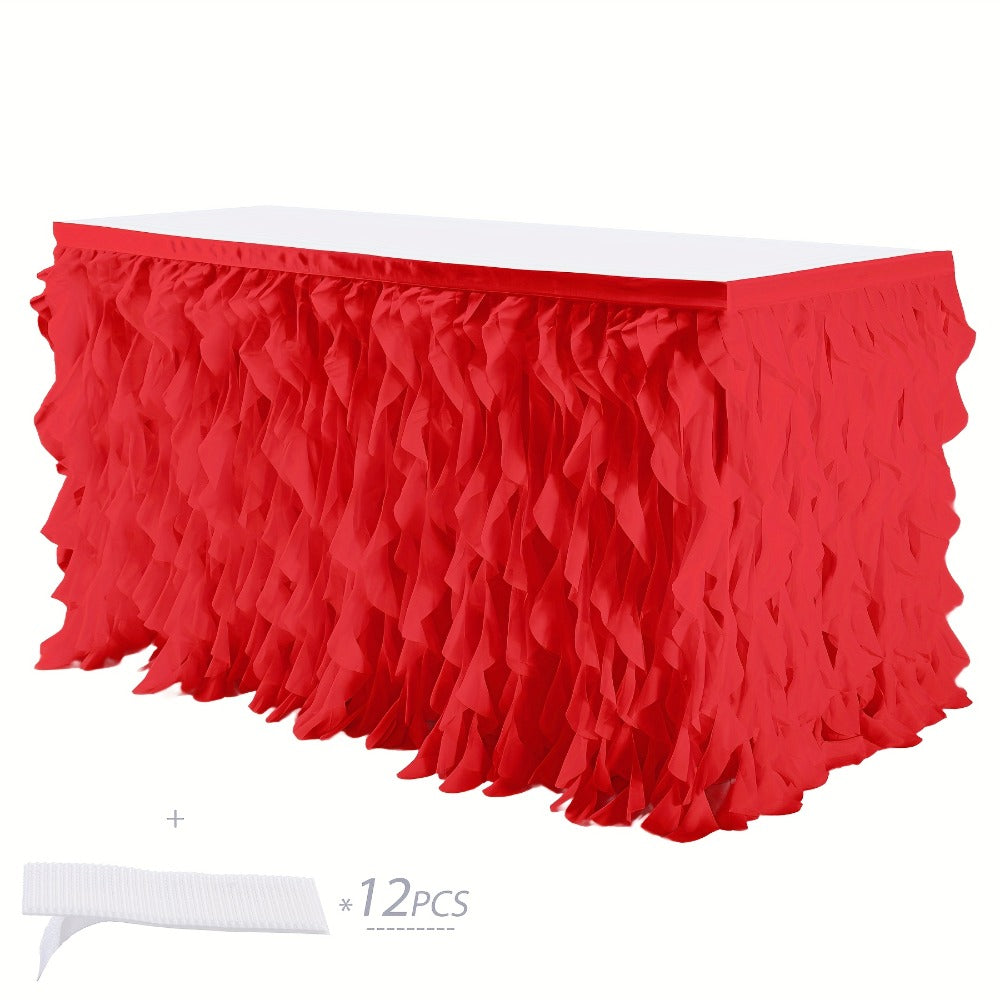 Tutu Table Skirt 6ft ¨C Ruffle Curly Willow Tulle Table Skirt for Rectangle & Round Tables, Birthday Party, Wedding, Baby Shower, Christmas & Halloween Decoration, Multiple Colors