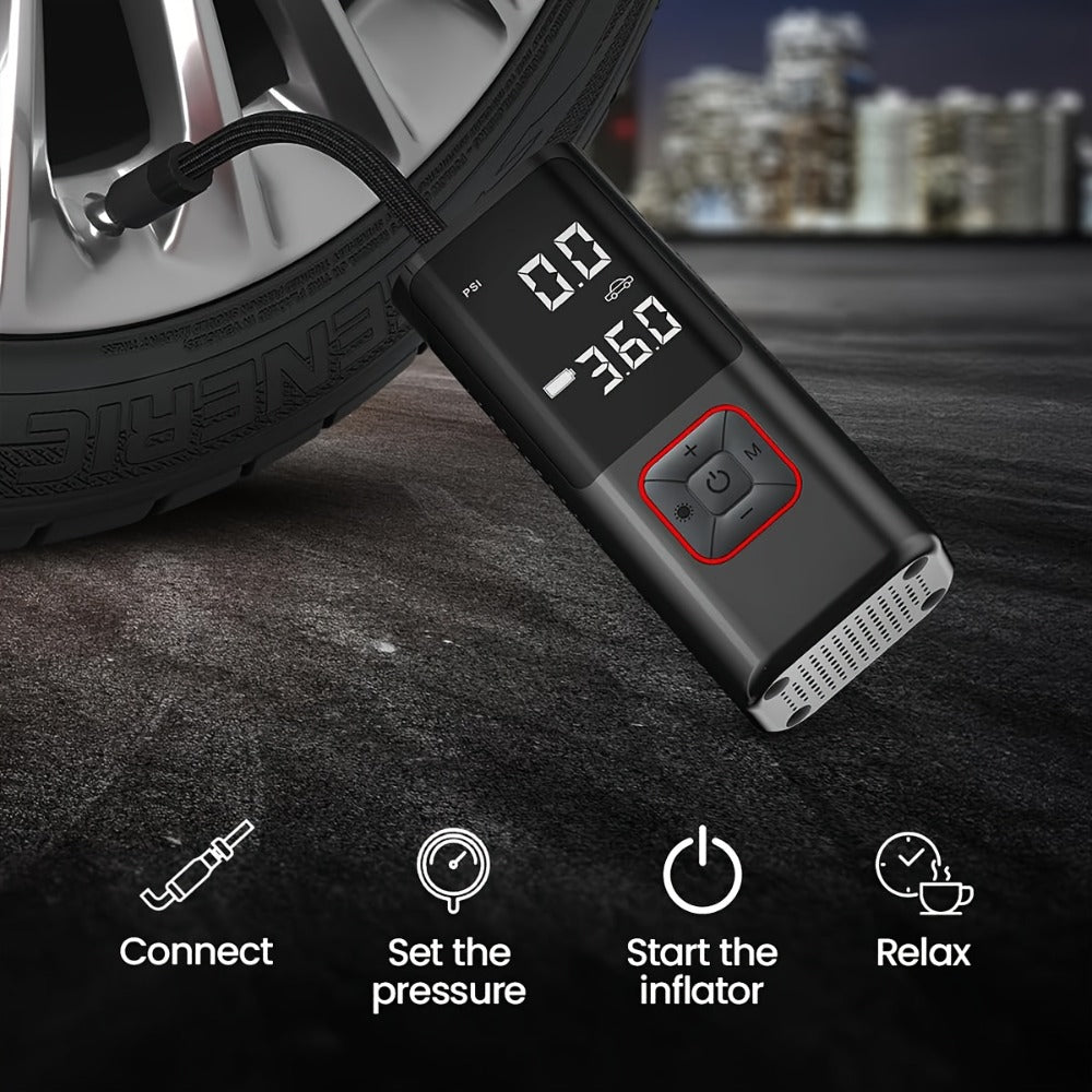 Portable Tire Inflator Air Compressor - 160 PSI 20000mAh Cordless Tire Pump 4X Faster with LED Light for Car, Bicycle, Motorcycle & Ball