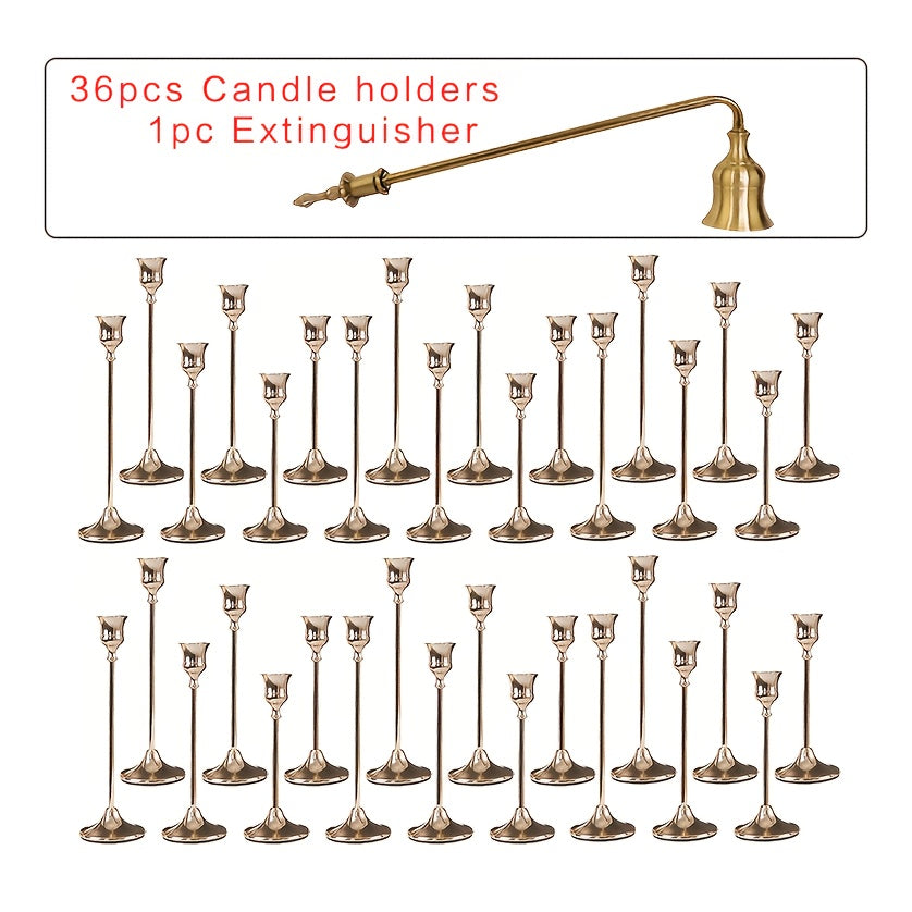 Copper Plated Candlestick Holders Bulk Set ¨C Retro Minimalist Taper Candle Holders for Wedding Birthday Christmas Dining Table Fireplace Decor