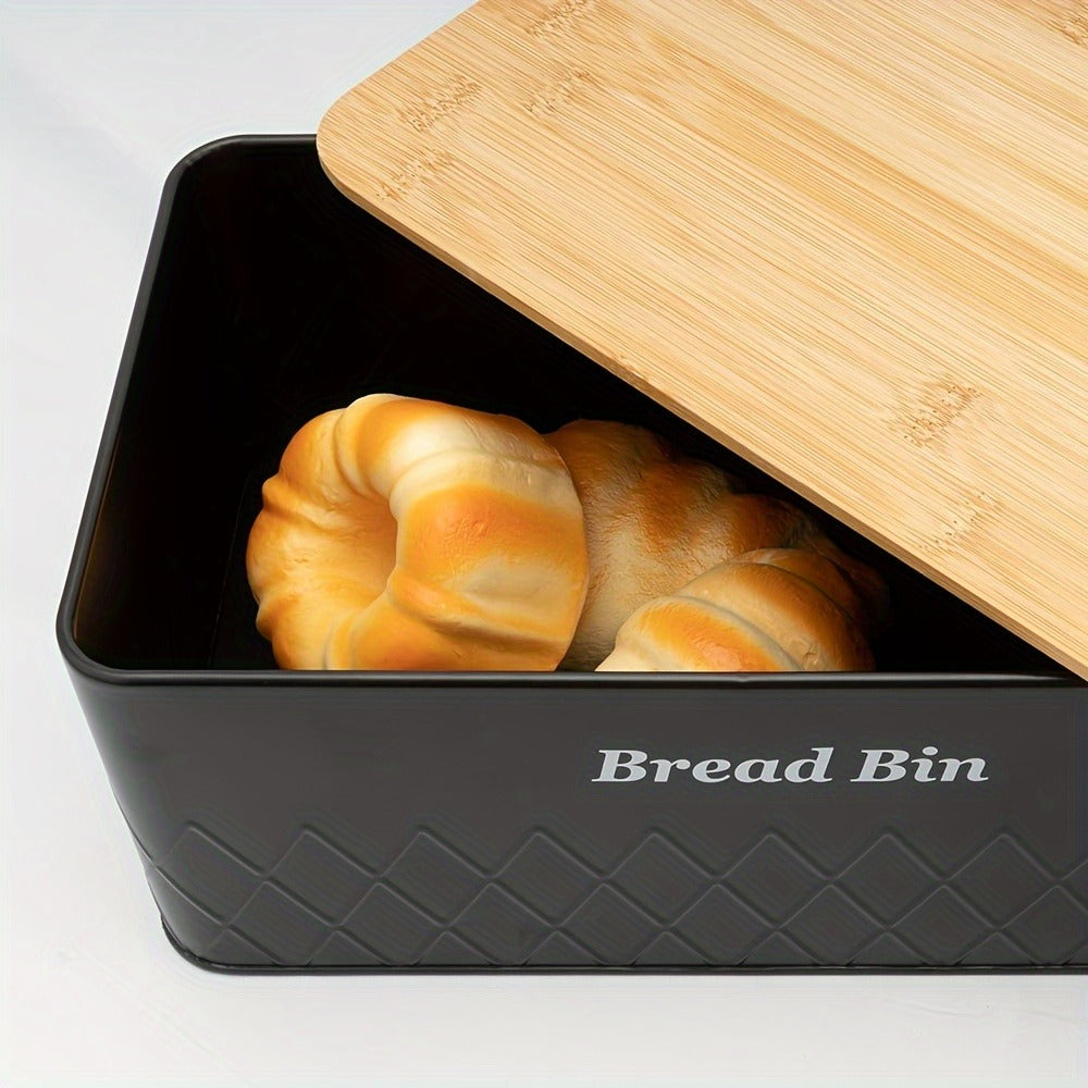 Bread Bin with 3-Piece Canister Set for Tea Sugar Coffee - Flip-Top Lid Kitchen Storage Containers Countertop Organizer Set