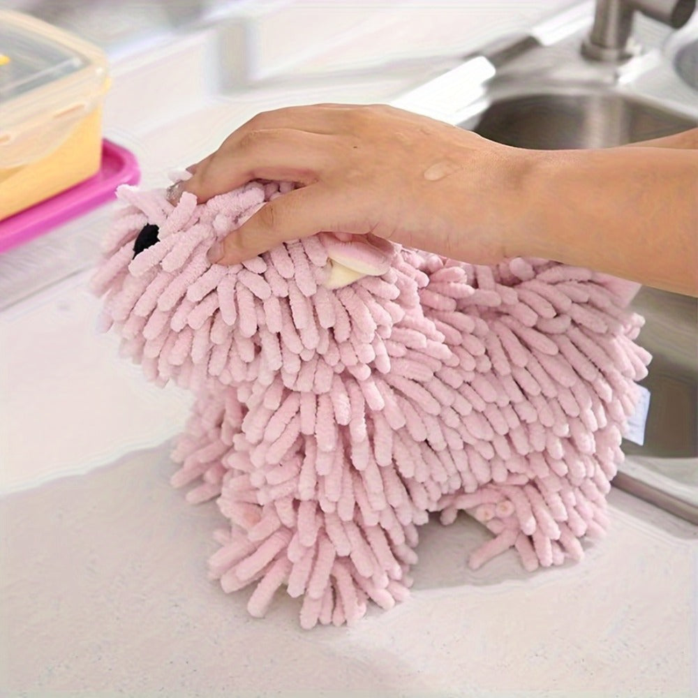 Microfiber Kitchen Towels Super Absorbent Cute Puppy Cartoon Design Dish Towels for Kitchen Bathroom Hand Towel Knit Fabric Quick Dry Blue Gray Pink Brown